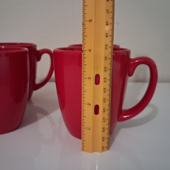 Corelle Coordinates Red Stoneware Coffee Mugs Cups Holds 12 oz. Set of 4, EUC - Picture 6 of 10